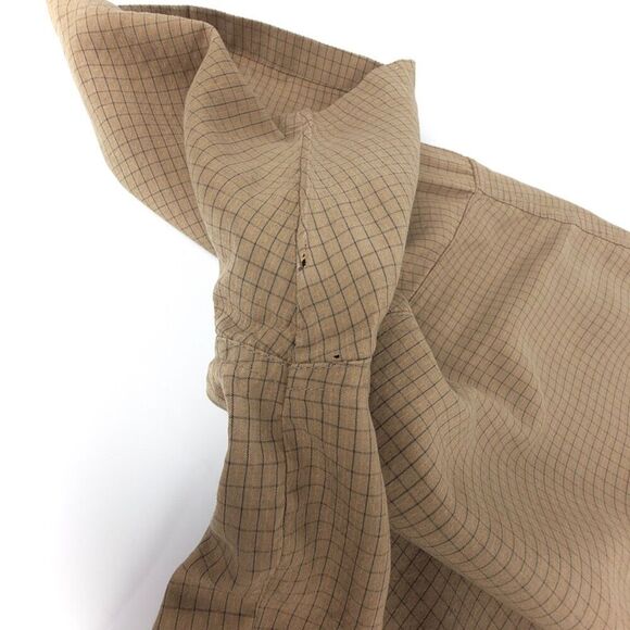 REI Short Sleeve Button Down Camp Shirt Brown Windowpane Mens Large Gorpcore - Picture 6 of 8
